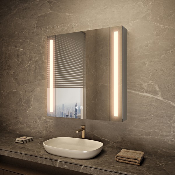 Bathroom lighted mirror cabinet