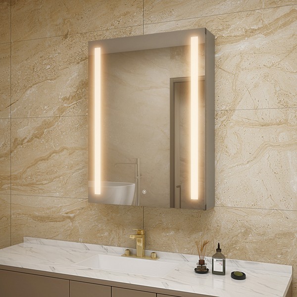 Bathroom lighted mirror cabinet