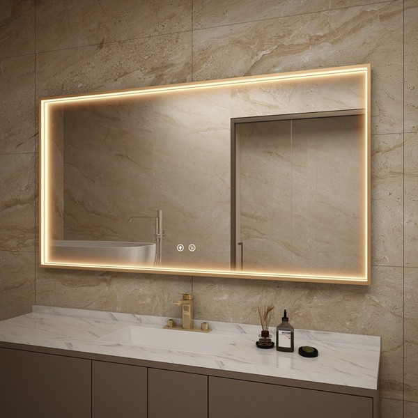 Lighted mirror for bathroom